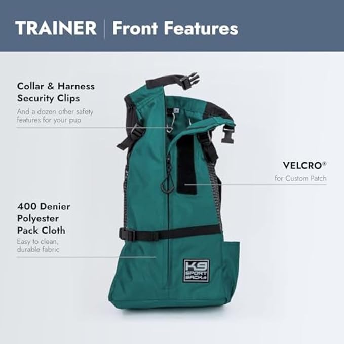 K9 Sport Sack Trainer - X-Small, Harbor Blue - Ideal for Dogs with 9-12” Back Length - Backpack-Style Training Carrier - Meant for Quick, Non-Strenuous Activities