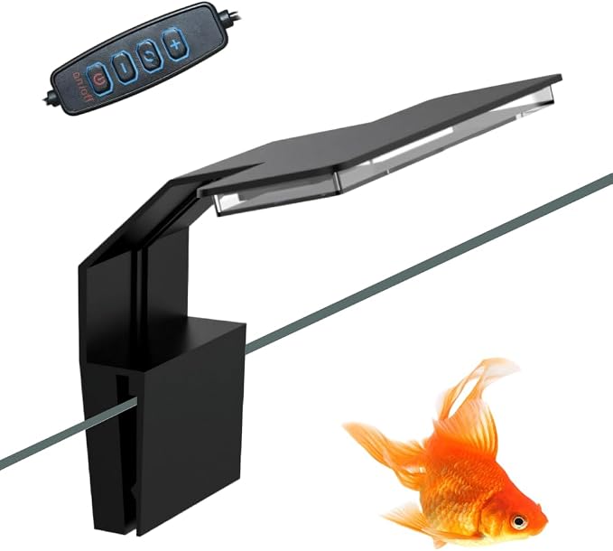 Clip-on Aquarium Light,Full Spectrum LED Fish Tank Plant Light with 4 Colors Dimming for Up to 0.7cm Thickness Tank