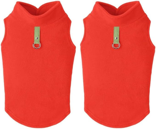 Gooby Fleece Vest Dog Sweater - Pumpkin, X-Large - Warm Pullover Fleece Dog Jacket with O-Ring Leash - Winter Small Dog Sweater Coat - Cold Weather Dog Clothes for Small Dogs Boy or Girl (Pack of 2)