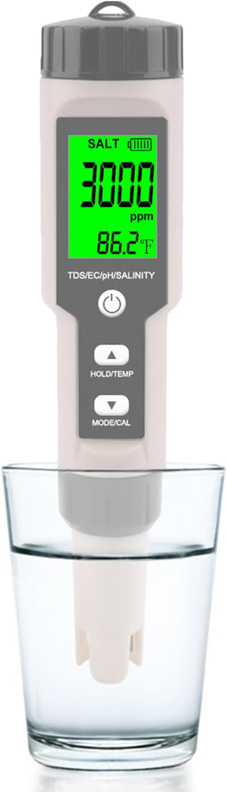Pool Salt Tester - Multifunctional 5 in 1 Salinity, PH, TDS, EC, and Temperature Meter, Pool Salinity Testing Kit, Digital Salinity Tester for Swimming Pool,Saltwater, Sea Water, Aquarium