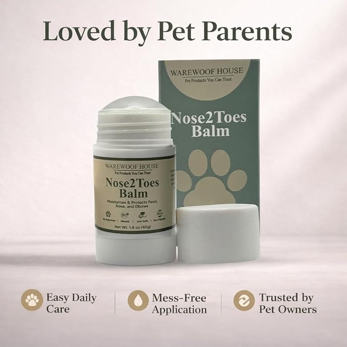 Dog Paw Balm Stick – Lick-Safe Moisturizer & Protector for Dry Cracked Paws, Nose & Elbows | Hot Pavement, Snow & Salt Shield | Beeswax, Coconut Oil & Oat Extract | 1.4 oz