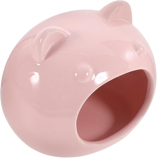 TOYANDONA Ceramic Hamster Hideout Small Animal House Lightweight Portable Pet Hideout Hut Cozy Bed for Hamsters Gerbils Mice and Guinea Pigs Small Light Pink