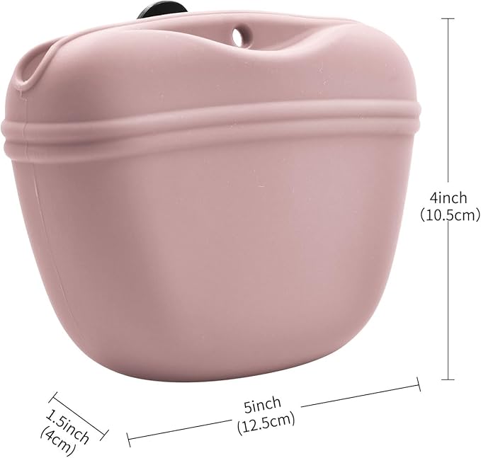 AUDWUD Silicone Dog Treat Pouch,With Dog Training Clicker,Clip on Portable Training Container,Convenient Magnetic Buckle Closing and Upgraded Waist Clip for Enhanced Stability
