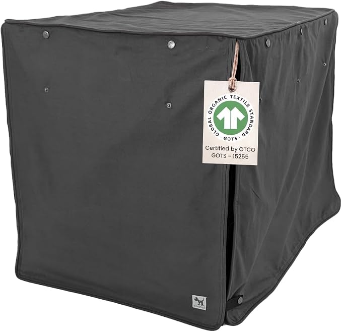 Molly Mutt I'm a Realist Dog Crate Cover, 100% Cotton Canvas Cover with 2 Roll-Up Panels, Ideal for Dog or Cat Crate, Durable, Washable, and Free of Harmful Chemicals, 42" x 28" x 31"
