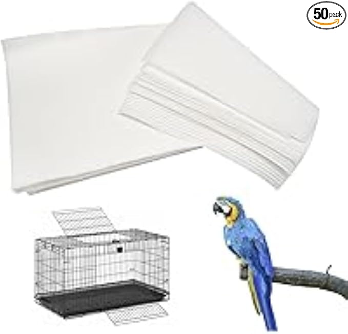 Bird Cage Liner Sheets, 18x18 and 24x36 Inches, 100 Count, White, Custom Cut (40lb up to 18x18)
