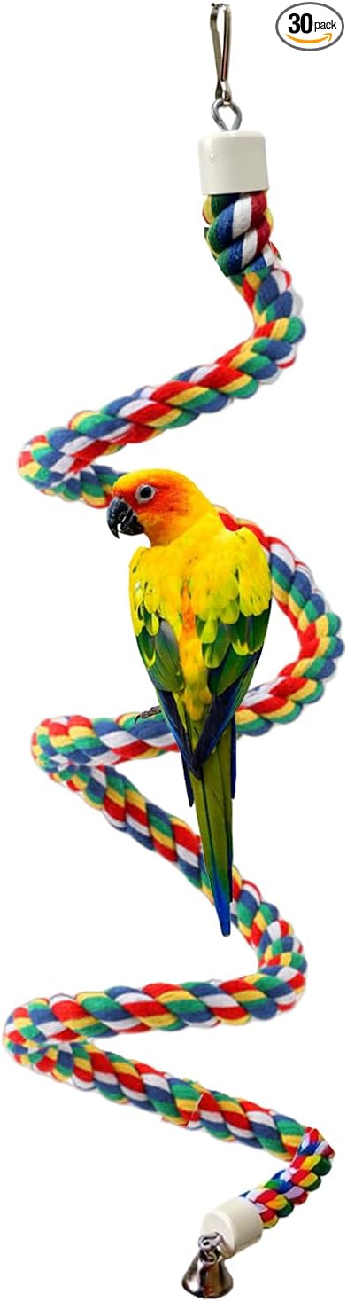 79'' Bird Perch,Bird Rope Perch & Birds Swing Set,Bird perches for cage,Rope Perch for Conures,Parrots,Cockatiel,Lovebird,Budgerigar,Parakeet perches for cage