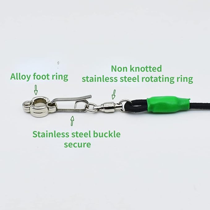 Bird Foot Chain with Flying Latex Elastic Training Rope Outdoor Parrot Ankle Foot Ring Accessories Bird Harness Leash Prevent Escaping (Model7-With 157.5inch Leash)