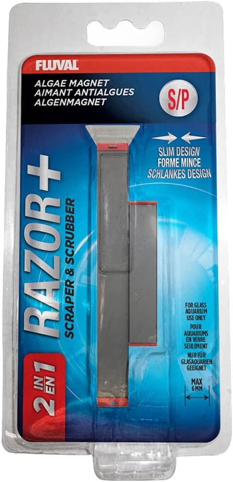 Fluval Razor+ 2-in-1 Magnet Scraper, Aquarium Glass Scraper, Small