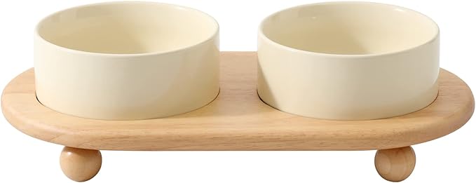 Havniva Raised Cat Water Bowl 5.1” Elevated Ceramic Cat Food and Water Bowl Whisker Friendly Pet Water Bowls for Indoor Cats, Wide Kitten Dish Relieve Whisker Fatigue Non Slip Cat Feeder