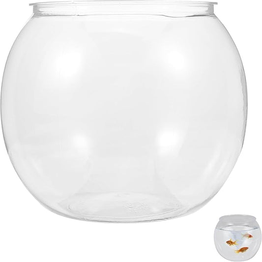 POPETPOP Unbreakable Transparent Fish Tank Globe 5.90X5.11X4.72 Inch Desktop Aquarium for Home Office Decor Unique Round Fish Bowl Flowerpot Alternative