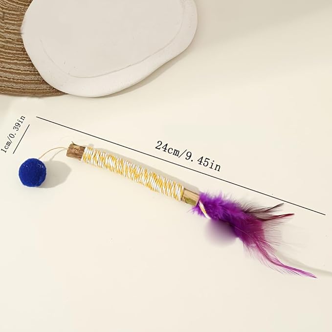 Vintage & Haven ﻿ 4 Pcs Natural Silvervine Sticks Cat Toys, Feather Style, Kittens Chew Toys for Teeth Cleaning, Matatabi Dental Care Cat Treat, Consumable Kitty Lick Toys