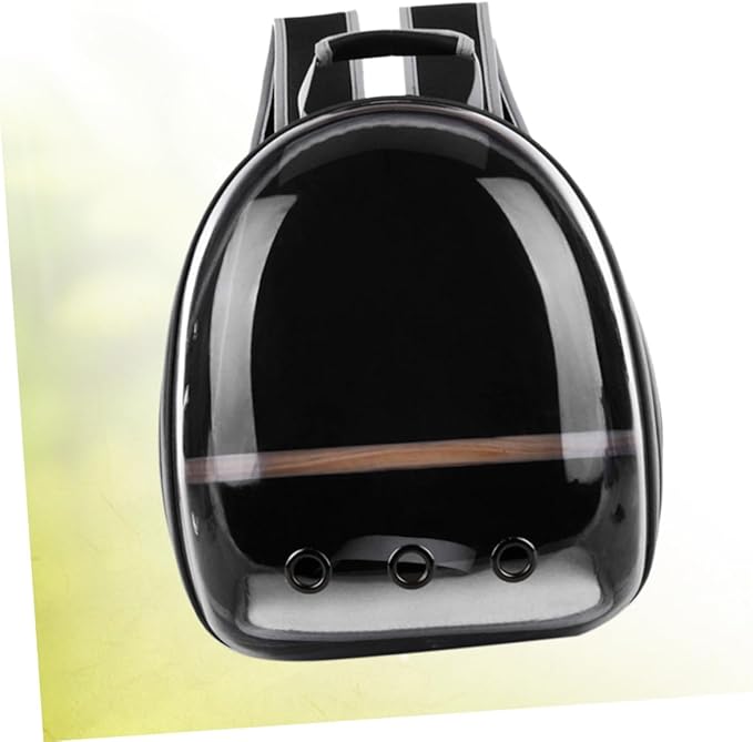 Abaodam Portable Parrot Backpack Ventilation Wooden Perch Breathable Outdoor Carry Bag for Pets Stylish Transparent Design for Comfortable Travel Black