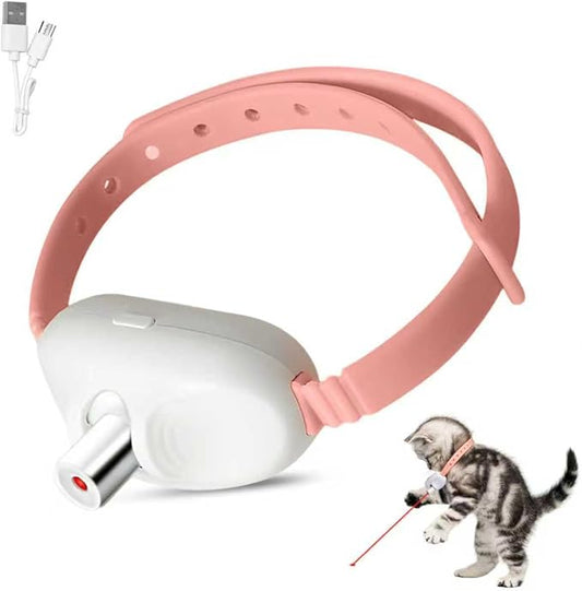 Automatic Laser Collar Cat Toy - Upgraded Laser Cat Toys, Flashing and Lasting modes, 8-12″ Bend Collar & 41°Adjust Angle free hands. Type-C USB Charge 1H and works 12H. Gifts for Ailurophile(Pink)
