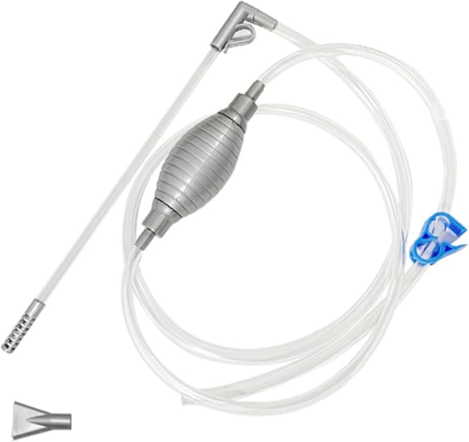 Aquarium Siphon and Water Changer Kit 5.25ft Hose Manual Gravel Vacuum with Air Bulb Flow Valve Duck Bill Head All in One for Freshwater and Saltwater Tanks