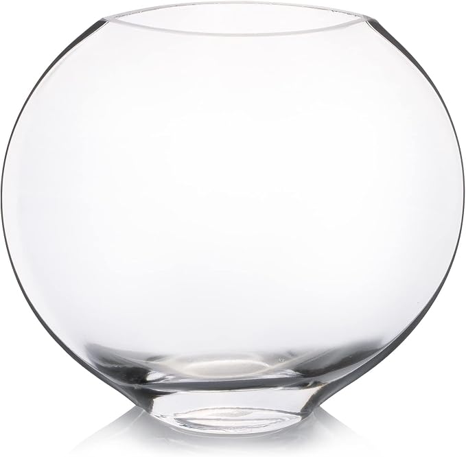 Unique Moon Bowl Glass Flowers Vases, H 6.50" W 3.5" L7.0 Clear Floral Container with Oval Eye Shape Opening for Desktop Decor (1 Piece)