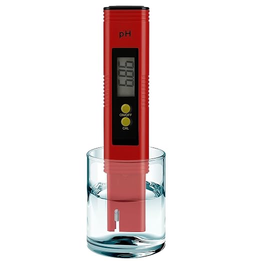 PH Meter for Water Hydroponics Digital PH Tester Pen 0.01 High Accuracy Pocket Size with 0-14 PH Measurement Range for Household Drinking, Pool and Aquarium (1, Red, Normal)