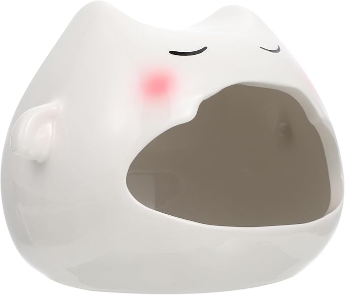 Happyyami Ceramic Small Pet Hideout Hut for Hamsters and Small Animals Natural Safe Material Cooling Nest for Summer Comfort and Shelter