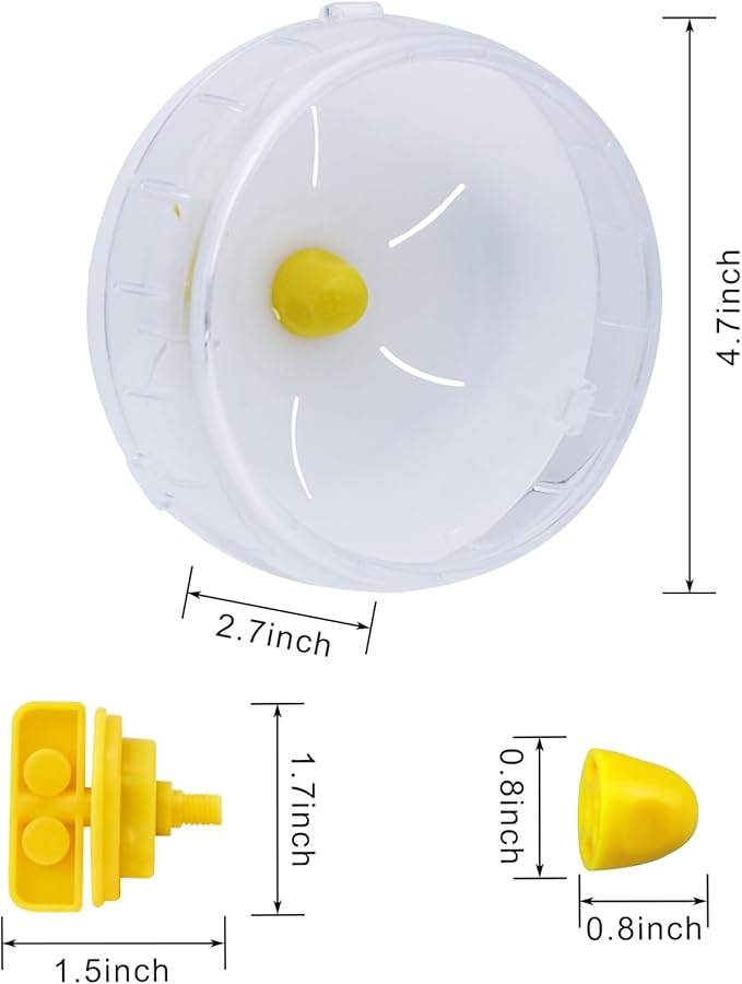 WishLotus Hamster Running Wheel, Silent Jogging Exercise Toy Hamsters Cage Accessory for Drawf Hamster Golden Silk Shih Tzu Bear (Clear)
