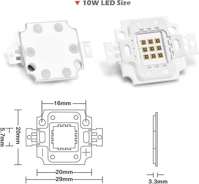 CHANZON High Power Led Chip 10W Infrared IR 940nm | (900mA / DC 4V - 5V / 10 Watt) SMD COB Light Emitter Diode Components Night Vision Bulb Lamp Beads for DIY Lighting