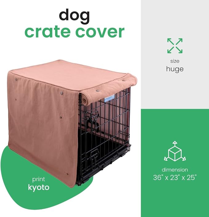 Molly Mutt Kyoto Dog Crate Cover, GOTS-Certified 100% Organic Cotton Canvas Cover for Dog or Puppy Kennel and Cage, Washable, Free of Harmful Chemicals, Huge, Fits 36"x23"x25" Crate