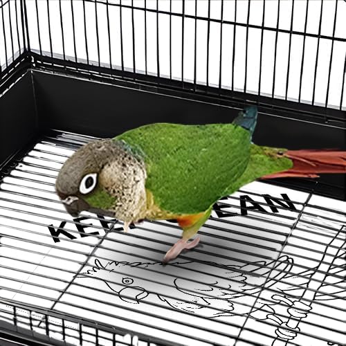 Bird Cage Liners, Bird Cage Paper Liners, 50pcs Disposable Cage Liners, Pre-Cut Bird Cage Liners for Parrot, Parakeet, Conure, Cockatiel, Kraft Paper Cage Liners, 17 X 11 inch, White