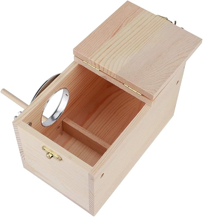 Parakeet Nesting Box, Bird Nest Breeding Box with Perch Wood Bird Cage Bird Nest Bird House for Cage Parrots Mating Box Wood Breeding Box for Cockatiel Parrots and Other Small Birds, 12x12x19.5cm