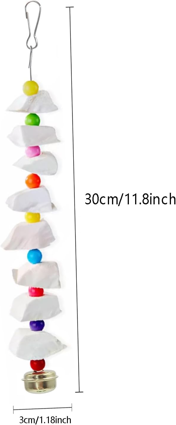 2 Pack Bird Toys with Cuttlebone, Parakeet Toys, Bird Beak Grinding Stone, Cage Accessories for for Parakeet Conure Lovebird Cockatiel Finch Canary Hamster Chinchilla Rabbit (Small)