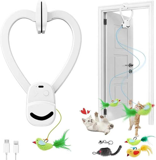 CATPICK Interactive Cat Toys for Indoor Cats - Automatic Flying Bird & Mouse Doorway Hanging Toy, USB Rechargeable Electric Kitten Toy for Hunting Instinct, Enrichment & Exercise, 2 Birds & 1 Mouse