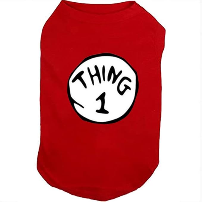 Dog Shirts for Pet Clothes Soft Breathable Puppy Shirts Pop Culture Thing 1 to Thing 9 Printed Pet T-Shirt (RED-1, Large)