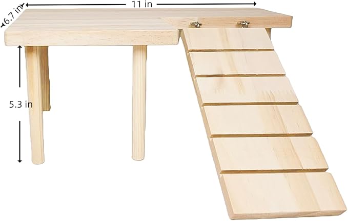 Wooden Hamster Platform for Hamster Cage Accessories Climbing Toys Dwarf Syrian Hamster Gerbil Rat Mice Degus or Other Small Pets (Rectangle)
