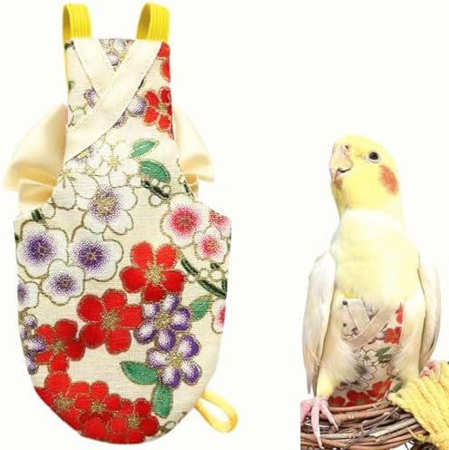 Bird Flight Suits Diapers, Parrot Flight Suits Diapers for Quaker Parakeets Cockatiels Conures Macaw African Grey, Bird Diaper, Parrot Clothes (Almond,Macaw)