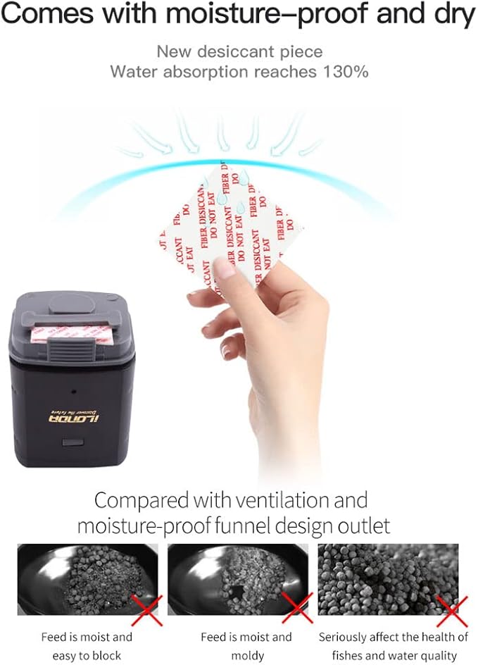 Irfora USB Powered WiFi Intelligent Automatic Aquarium Fish Bowl Food Feeder Home Household Aquarium Intelligent Timing Fish Feeder APP Remotes Control 24 Laguages Compatible with Voice Control