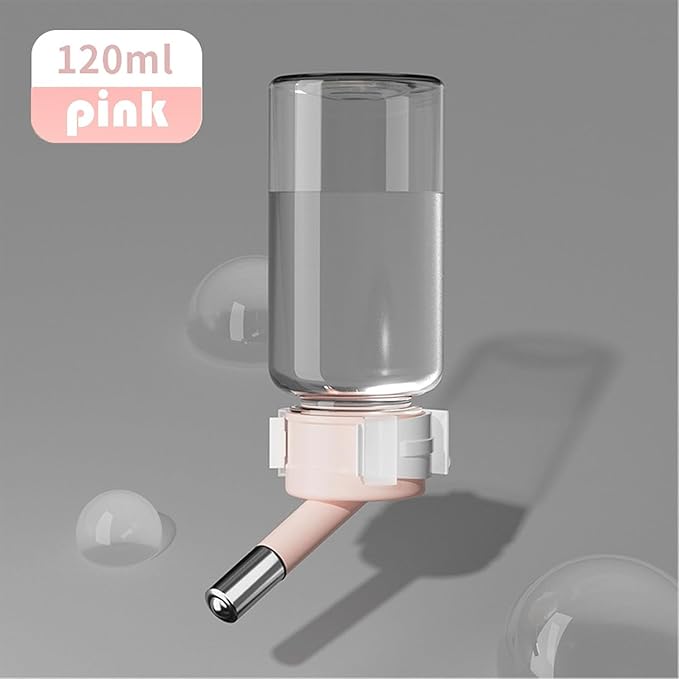 Hamster Water Bottle for Glass Tanks & Wire Cages - Dual Ball-Bearing & Dual Silicone Gaskets Leakproof Design (2 Stainless Steel Balls) 4.06oz - Fits Hamsters/Mice Under 250g