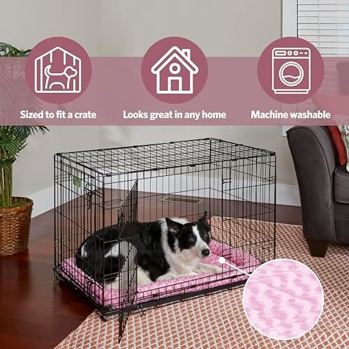 MidWest Homes for Pets QuietTime Fashion XS Dog Bed - Pink Faux Fur Bolster, Ultra-Soft and Machine Washable, Fits 22-Inch Crates and Carriers, for Small Dogs and Cats