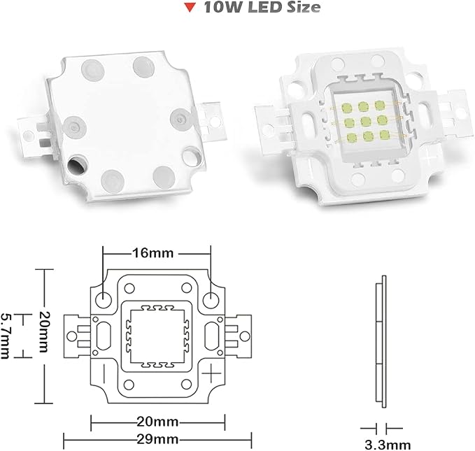 CHANZON High Power Led Chip 10W Cyan 490nm | (900mA / DC 9V - 11V / 10 Watt) Super Bright Intensity SMD COB Light Emitter Components Diode Bulb Lamp Beads DIY Lighting