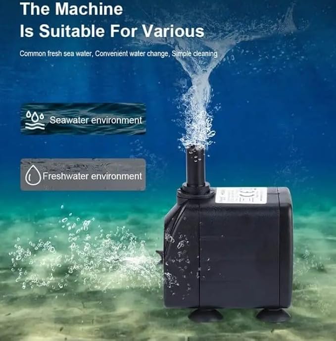 160GPH 10W Submersible Fountain Pump for Aquarium, Fountain &Tank | Ultra quiet, high lift, fully indoor & outdoor water pump waterproof submersible pump equipped with adjustable flow control.