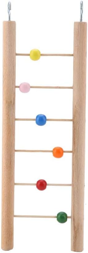 Parrot Ladder, Wooden 6 Ladder Climbing Toy Hanging Swing for Bird Parrot Parakeet Cockatiel Macaw African Grey Cockatoo Lovebird Finch(Beads) Ladders
