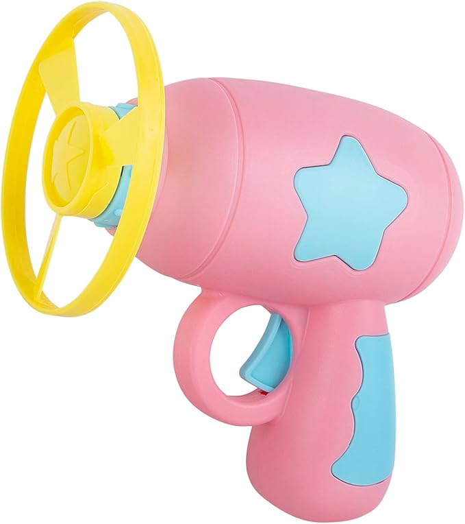 Berry President Flying Saucer Toy, Flying Disc Launch Playset with Rotating Flash Light, Indoor Outdoor Twist Shoot Toy for Kids Aged 3 Years Old & Up (Pink)