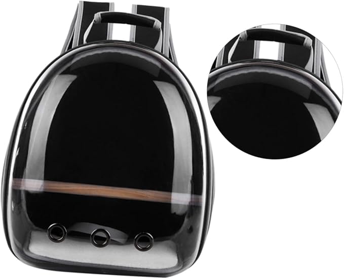 Totority Portable Parrot Backpack Carrier Wooden Bar Breathable for Outdoor Travel Lightweight and Comfortable Pet Backpack Black