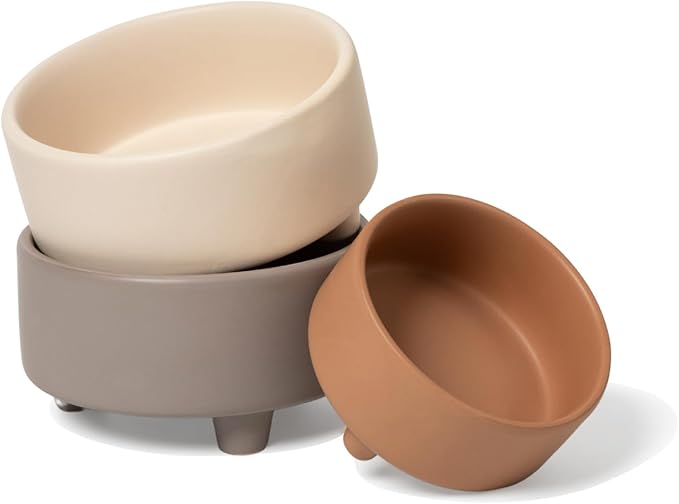 Waggo Uplift Ceramic Dog Bowl for Small Medium and Large Breeds - Heavyweight and Durable Pet Food and Water Dish Crock, Dishwasher Safe, Modern, Elevated Feeder (Clay, Large)