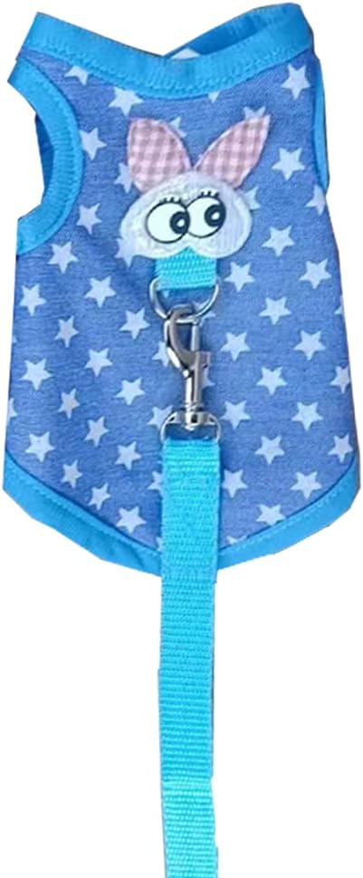 Small Animals Harness Warm Hamster Clothes Blue Guinea Pig Harness and Leash Set Small Pets Outfits for Mouse Rats Hedgehog Squirrel and Small Breeds,M