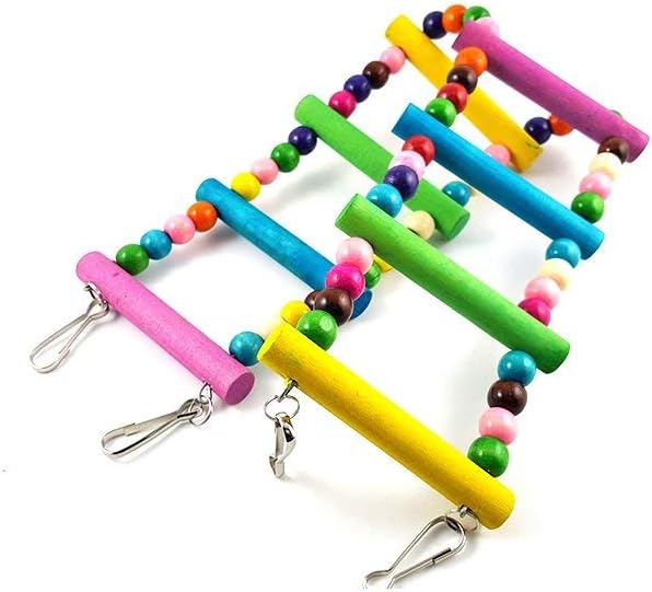 Ladder Bird Toys for Bird Parrot Budgies Cockatiels Parakeets Crawling Bridge Wooden Cage Funny Training Swing Toys 22 inches