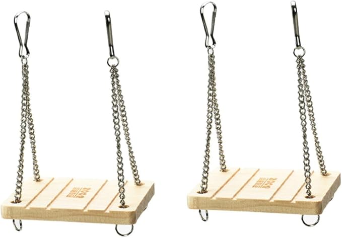 ORFOFE 2pcs Natural Swing Ladder for Hamsters Wooden Teeth Chain Toy Exercise Swing for Parrots Birds Chickens Pet Toy
