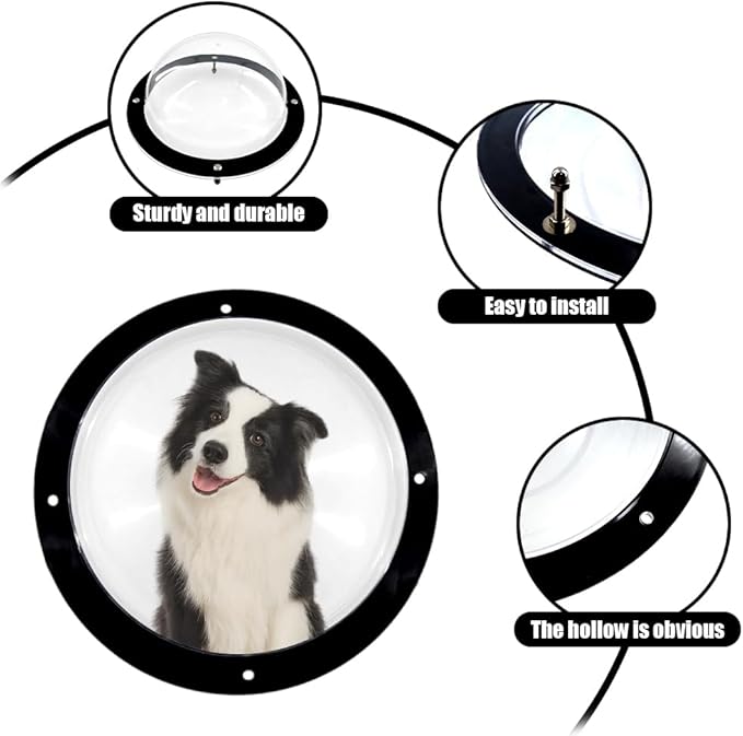 2 Pack Dog Fence Window, 12.4 Inch Clear Pet Dome, Transparent Plastic Pet Peek Window for Playground, Doggie Fence Domes, Supplies for Dog Cat Horse, 12.4 x 4.9 Inch (Clear)