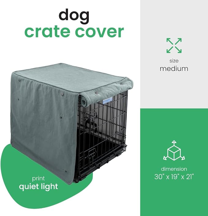 Molly Mutt Quiet Light Dog Crate Cover, GOTS-Certified 100% Organic Cotton Canvas Cover for Dog or Puppy Kennel and Cage, Washable, Free of Harmful Chemicals, Medium/Large, Fits 30"x19"x21" Crate