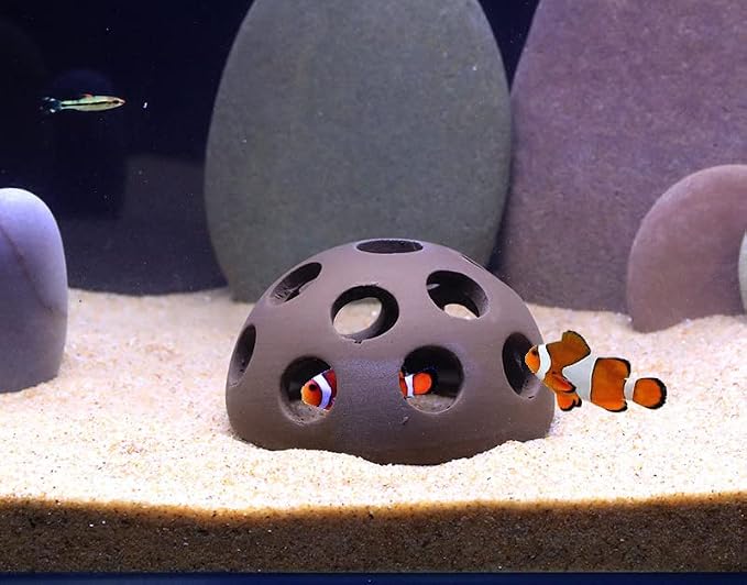Ceramic Shelters, 4 pcs, Fish Tank Accessories Cave Décor, Small Fish House, Aquarium Hideout, Swim Holes Aquatic, Aquarium Cave for Freshwater and Saltwater Fish Tank (hemispherical)