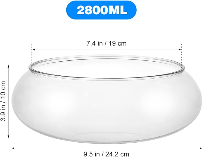 POPETPOP Transparent Aquarium Tank 9.52 Inch Desktop Betta Tank Plastic Fish Bowl for Home Office Decor with Plants and Small Aquatic Pets