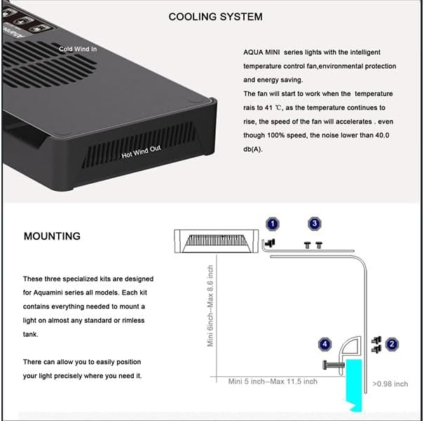 Aquarium Light 30W Reef Light for Coral SPS LPS Saltwater Light | 2 Channels Dimmable, Built-in Timer, Sunrise Sunset, Moonlight Mode, Fits 10-24 Inch Saltwater Reef Marine Fish Tank