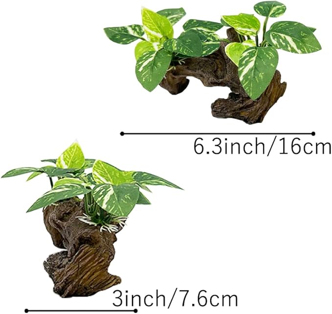 Fish Tank Decorations Aquarium Decor Ornaments Betta Silk Leaf pad Hammock Artifical Driftwood Cave Goldfish Bowl Accessories (Type-D)