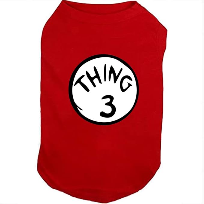 Dog Shirts for Pet Clothes Soft Breathable Puppy Shirts Pop Culture Thing 1 to Thing 9 Printed Pet T-Shirt (RED-3, X-Large)